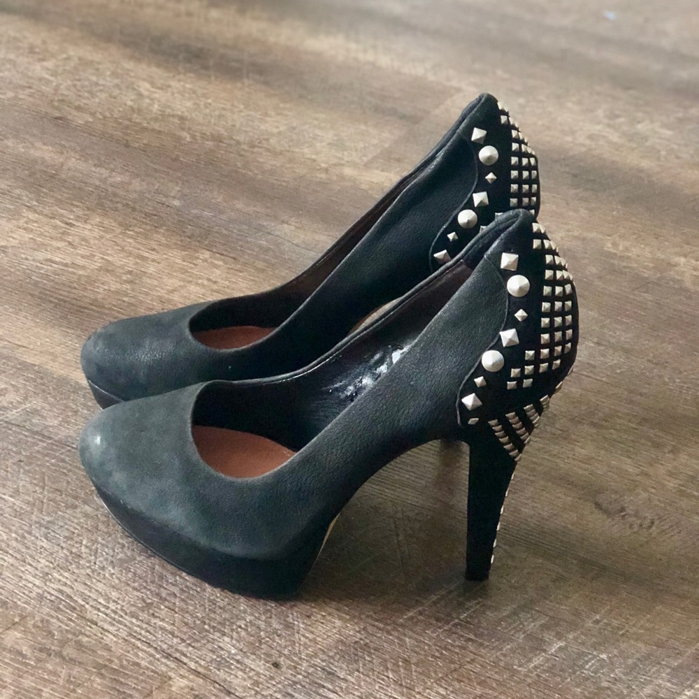Vince Camuto Studded Black Leather Pumps